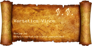 Vertetics Vince névjegykártya